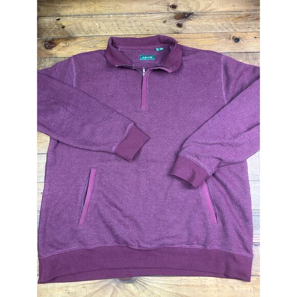 Orvis Jacket Mens XL Maroon Hike Camp Fishing Hunt Outdoors 1/4 Zip Pullover - Picture 1 of 6